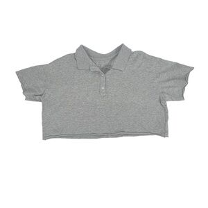 Offline By Aerie Gray Collared Short Sleeve Cropped T-Shirt Size Medium Women’s